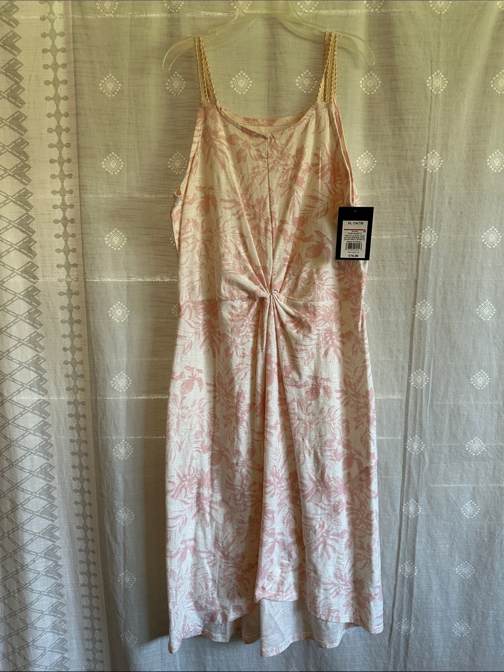 Sleeveless Pink Floral Maxi Dress with Twist Front